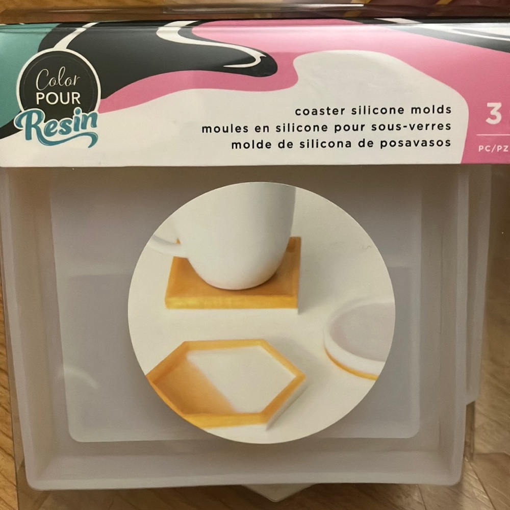 American crafts color pour resin silicone coaster molds-3pcs